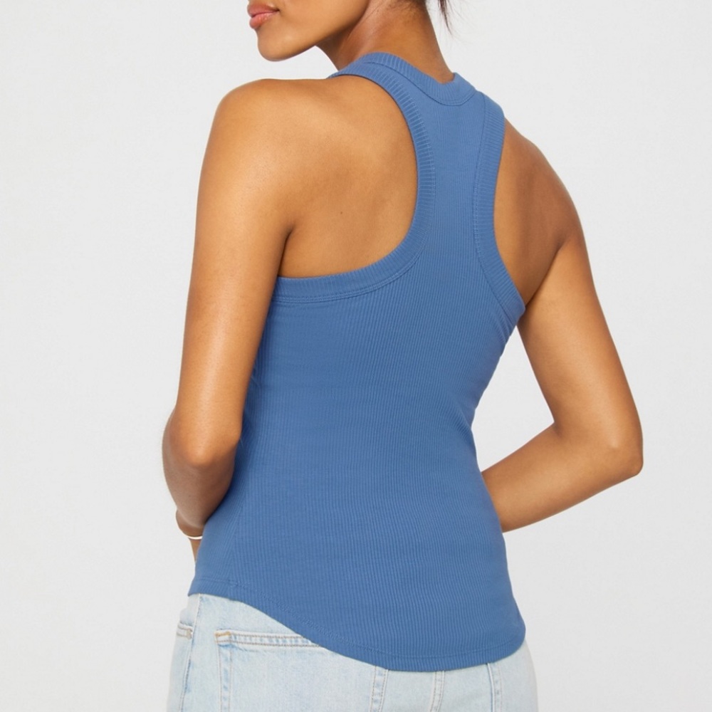 Fabletics Blue Ribbed Racerback Tank Top - Picture 12 of 12